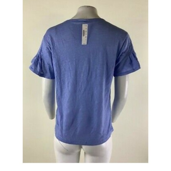 NWT J Crew Sz S Linen Flutter Sleeve Tee Blue 100% Linen Short Sleeve Casual - Picture 5 of 7
